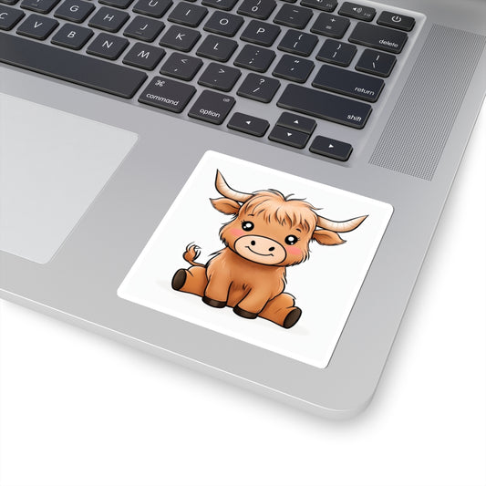 Cute Highland Cow Kiss-Cut Stickers - Perfect for Laptops, Journals, and Gifts